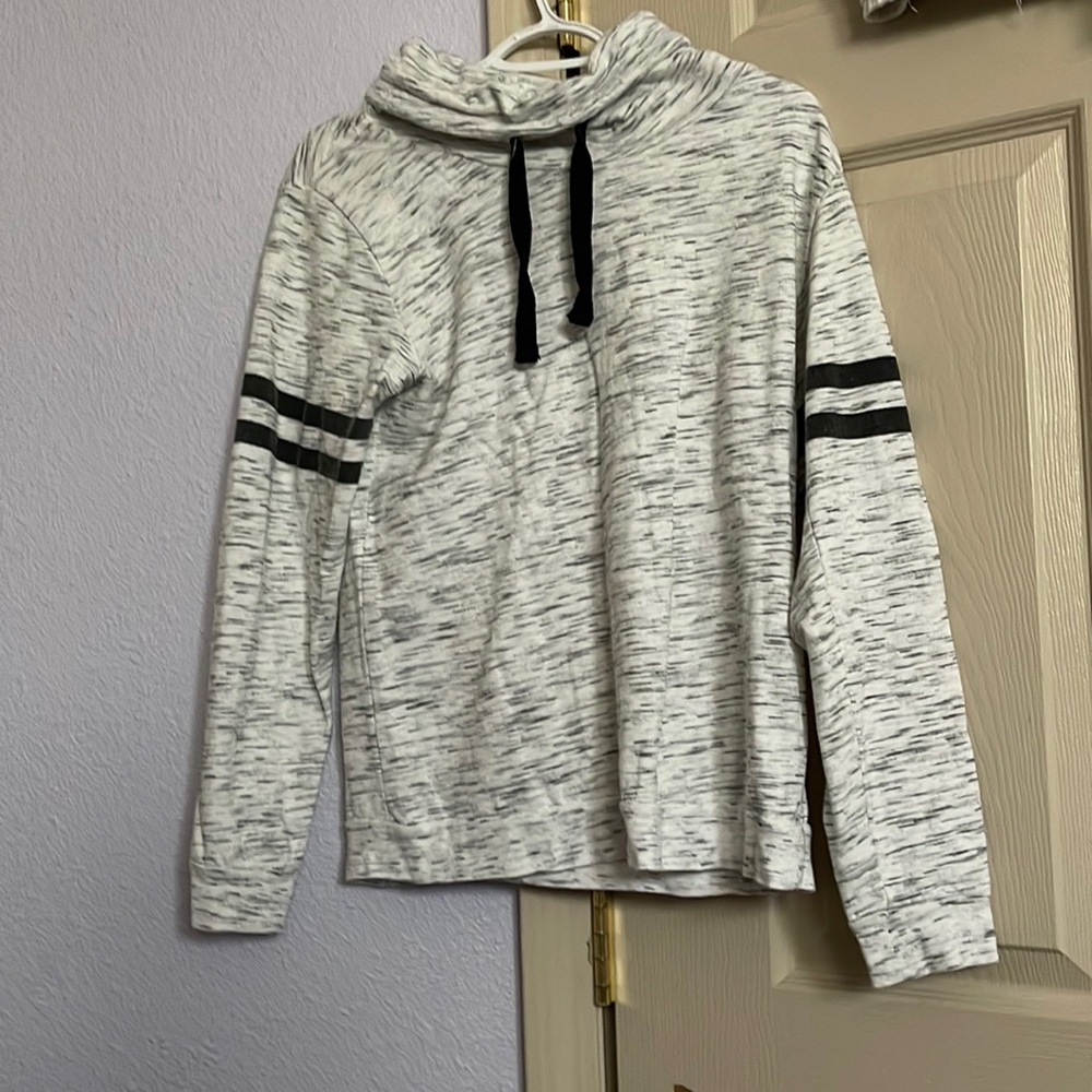 White & Black Striped Cowl Neck (Womens) L Sweater